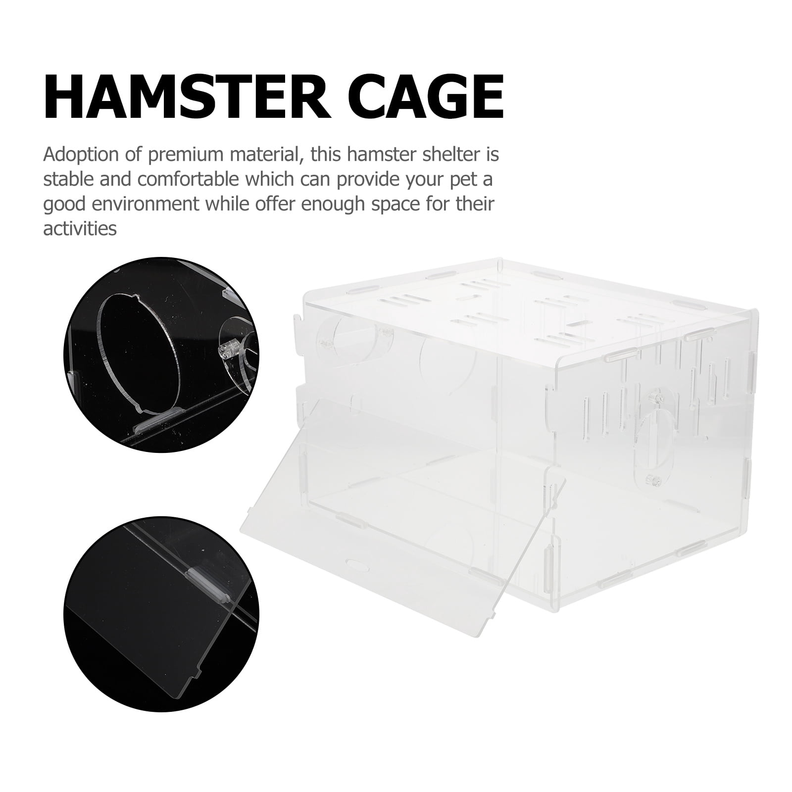 WHAMVOX Clear Acrylic Small Animal Cage for Hamsters and Guinea Pigs, , , Breathable Design, 1 Piece