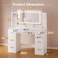 thumbnail image 6 of Homall Makeup Vanity Set with Mirror, Vanity Desk with LED Mirror & Charging Station, Vanity Table with Storage Drawers & Shelves for Bedroom Dressing Room, White, 6 of 7