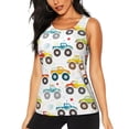 thumbnail image 2 of Picia Cartoon Monster Trucks Pattern Women's Workout Tank Top,Breathable Activewear,Slim Fit Athletic Top,Versatile Workout Moisture-wicking top-Small, 2 of 9