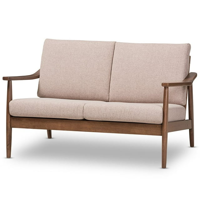 Baxton Studio Venza Loveseat in Light Brown and Walnut Brown