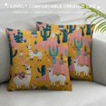 BCIIG Pillow Cover Happy Llama Pattern with Lovely Flowers and Cacti