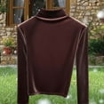 thumbnail image 6 of ABATAB Womens Turtleneck Velvet Top Long Sleeve Workout Casual Shirts Basic Velour Blouse Comfy Soft Clothes, 6 of 7