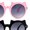 [2-Pack] Black & Pink, variant on Girls Kids Size Kitty Cat Ear Round Plastic Circle Sunglasses White