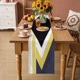 thumbnail image 2 of Yellow Black Geometric Table Runner 72 Inches, Modern Abstract Lines Color Blocks Bed Runner Dresser Scarves Tabletop for Indoor Outdoor Parties/Ceremony/Banquet, 18" x 72", 2 of 9