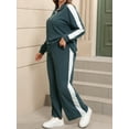 thumbnail image 7 of Cuteduck Women's Plus Size Fall Casual Half Zipper Collar 2-Piece Outfit Set Long Sleeve Wide Leg Pants Pajamas Set Pullover Breathable Lightweight Loungewear 1X-4X, 7 of 7