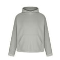 thumbnail image 4 of Men's Fleece Cropped Hooded Sweatshirt Oversized Solid Long Sleeve Pullover Kangaroo Pocket Drop Shoulder Pullovers Top, 4 of 7