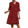 thumbnail image 3 of Enwejyy Women Leopard Print Solid Color Trumpet Half Sleeve Relaxed Fit Knee Length Dresses, 3 of 4