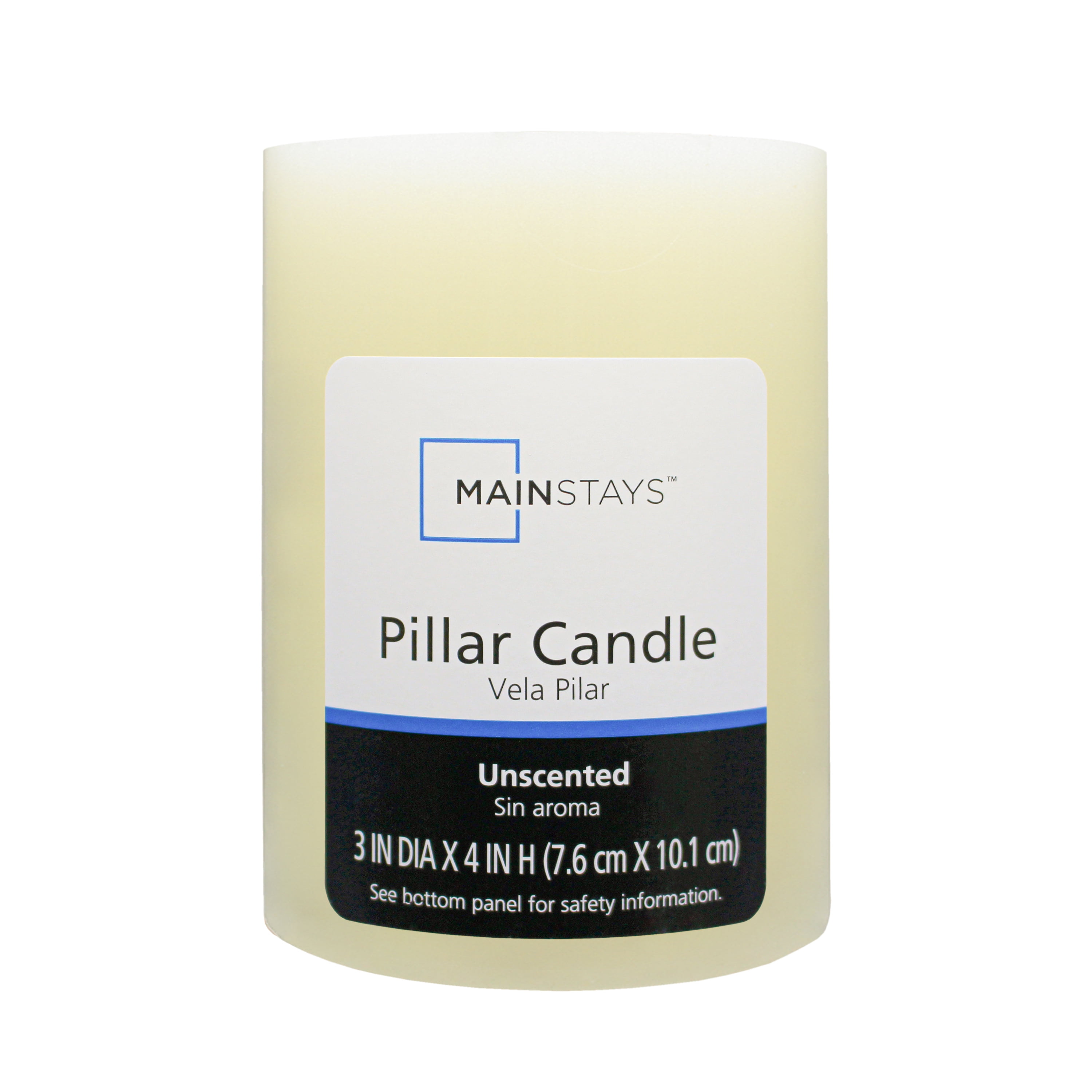 Mainstays Unscented Pillar Candles, 3x4 inches, Ivory