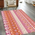 thumbnail image 2 of Rectangle Area Rugs 4 x 6 Ft, Pink Orange Boho Non-Slip Residential Carpet, Vintage Ethnic Tribe Abstract Art Indoor Crawling Mats Runner Rugs for Living Room/Dining Room/Bedroom, 2 of 8