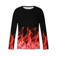 thumbnail image 4 of Blczomt Dress Shirts for Men Red Long Sleeve Graphic Crew Neck Flame T Shirt 4xl, 4 of 5