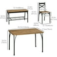 thumbnail image 3 of HOMCOM Industrial Dining Table Set for 6 People, 6 Piece Kitchen Table and Chairs Set, Dinner Table with Bench and Storage Shelf, Dinette Set, Rustic Brown, 3 of 10