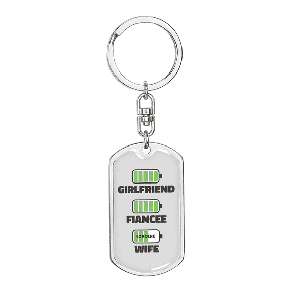 To My Wife  Girlfriend Fiancee Wife Charger Stainless Steel or 18k Gold Premium Swivel Dog Tag Keychain