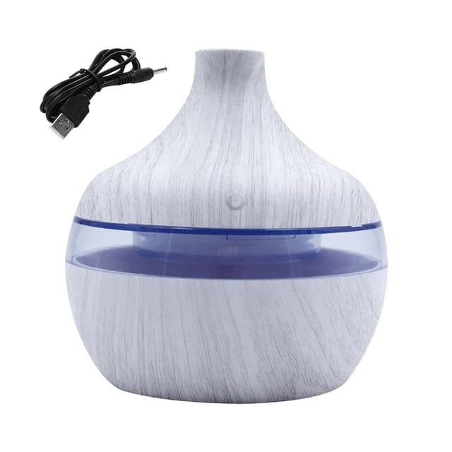 Humidificador USB Difusor de aroma de niebla Grano de madera Luz nocturna colorida 300ml Atomizador de coche, Grano de madera blanco Scienceny HA003494-03