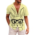 thumbnail image 4 of Spring Summer Casual Button Down Shirt Men's Easter Rabbit Print Short Sleeve Yellow M, 4 of 4