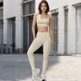 thumbnail image 3 of Women's High Waist Seamless Leggings with Subtle Textured Pattern - Large, Ivory, 3 of 6