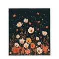 thumbnail image 4 of Durable Soft & Warm Flannel Blanket - Cozy Floral Design with White Orange & Pink Flowers on Dark Background Perfect for Sofa & Travel, 4 of 7