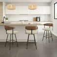 thumbnail image 6 of Amisco Quinton 30 In. Bar Stool - Cream Bouclé Polyester / Dark Brown Metal / Light Brown Wood, 6 of 10