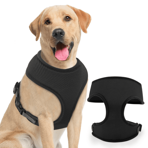 Magshion No Pull Mesh Dog Harness, Pet Vest Adjustable Breathable Harnesses for Dogs Walking, Black XL