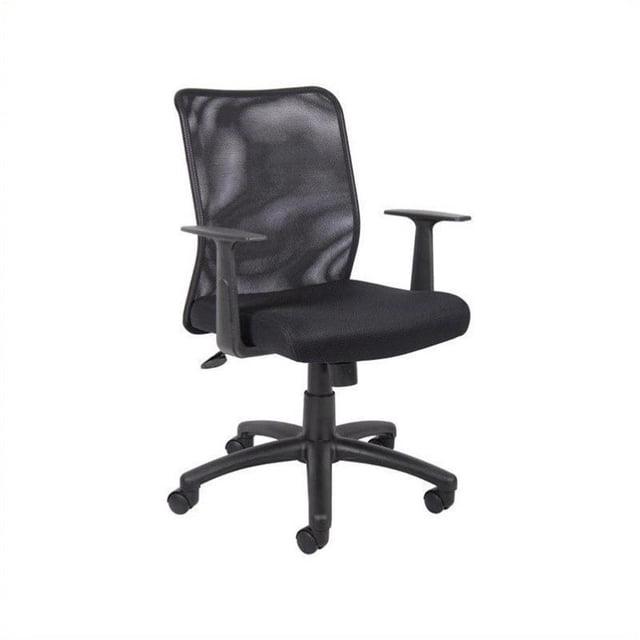 Scranton & Co Contemporary Fabric Task Office Chair with T-Arms in Black
