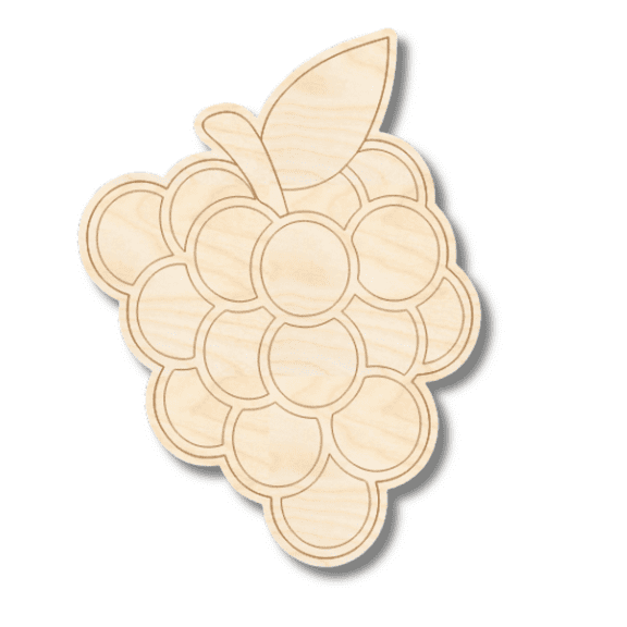Unfinished Wood Etched Grapes Shape 14" / 1/8"