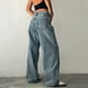 thumbnail image 3 of Vaqueros holgados de talle bajo para mujer - Pantalones vaqueros elásticos rectos y anchos de corte holgado estilo boyfriend, 3 of 6