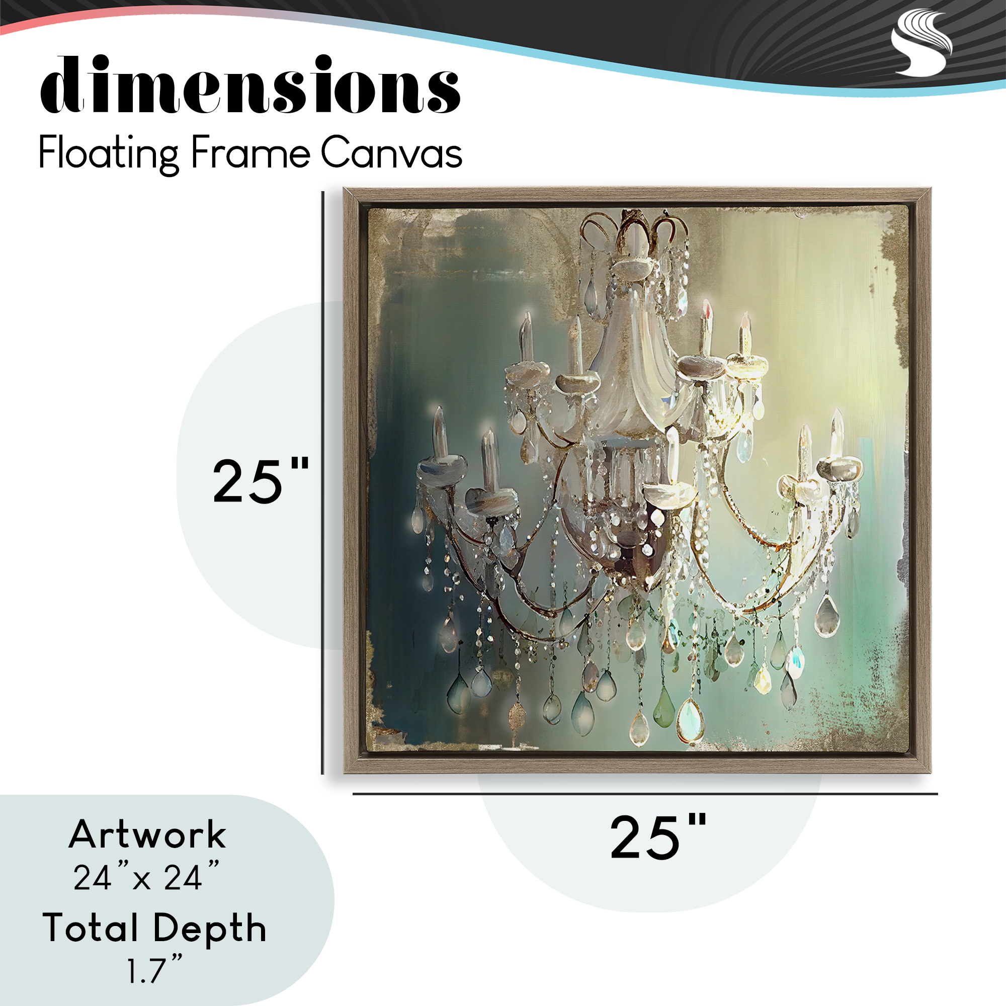 Vintage Illumine Chandelier Brown Framed Floater Canvas Wall Art, design by Sasha