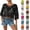 Black, variant on Cover Ups for Women Summer Crochet Knit Round Neck Tops Fringe Trim 3/4 Sleeve Pullover Fashion Cropped Vacation Wear Beige XL