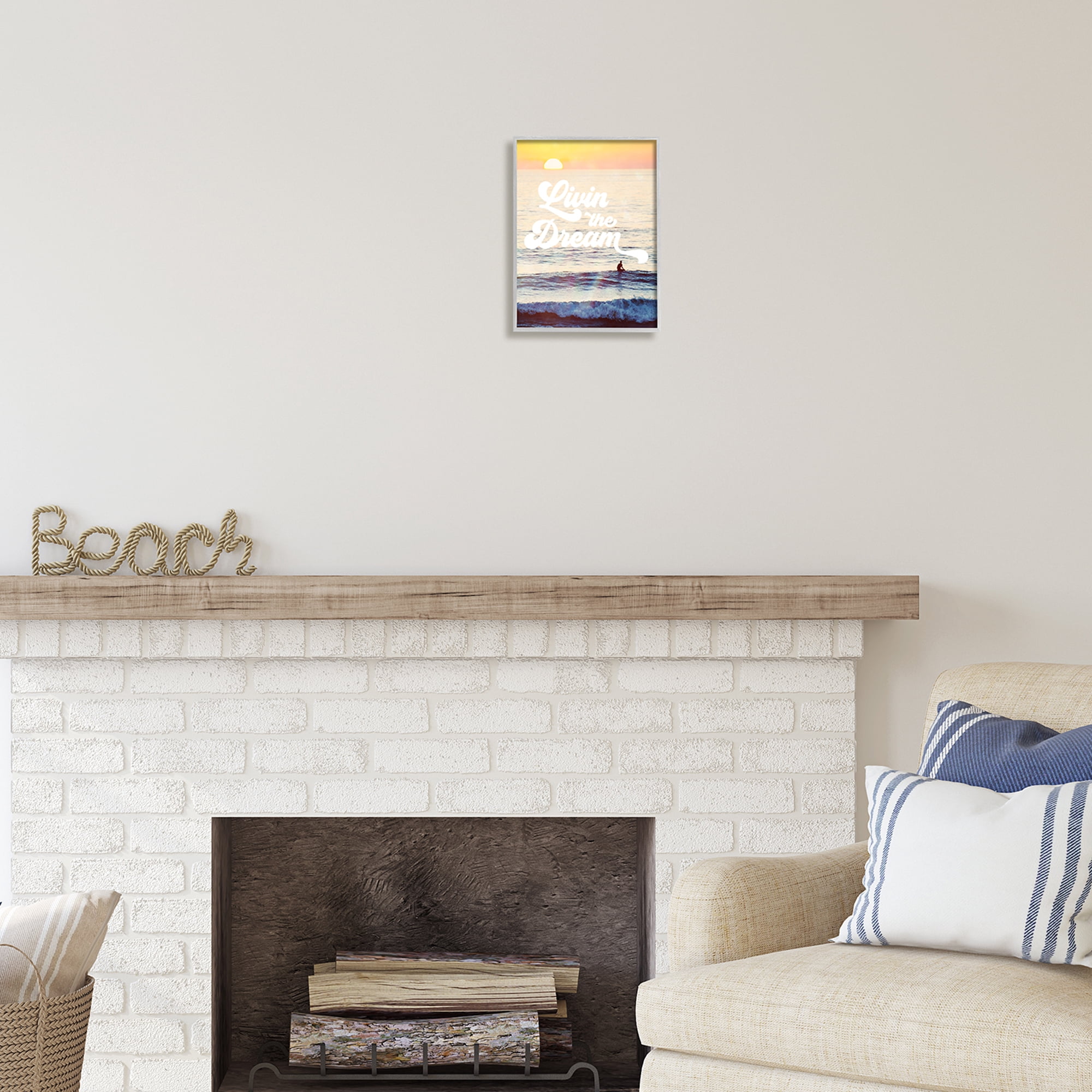 Stupell Industries Livin The Dream Phrase Nature Painting Gray Framed Art Print Wall Art, 11 x 14