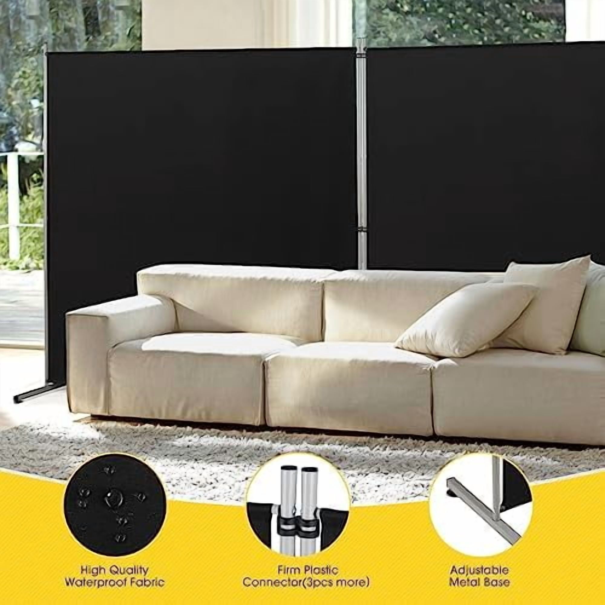 2 Large Panels Room Divider,Portable Office Divider,Convenient Movable,Folding Partition Privacy Screen for Bedroom,Dining Room, Study,142" W x 71" H,Black