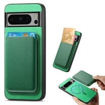 TECH CIRCLE Case for Google Pixel 9 Pro, Pixel 9 Case 6.3" 2024, PU Leather Phone Case with Removable Magnetic Card Holder Pocket, Compatible with MagSafe, Protective Lightweight Wallet Cover, Green