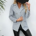 thumbnail image 4 of UYISJ Women Business Casual Blazer with Striped Printing Lined Work Suit Jacket Fall Slim Fit Outerwear Tops with Pockets Blue S, 4 of 6