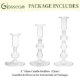 thumbnail image 6 of Glasseam Set of 3 Clear Glass Taper Candle Holders: Modern Cylinder Ribbed Design for Weddings, Christmas Decor- Boho Home Centerpiece, 6 of 11
