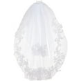thumbnail image 1 of 1 velo de novia de nailon con peineta, borde de encaje blanco, velo de novia bordado, borde de velo de novia con pinza para el pelo para mujer, fiesta, 1 of 7