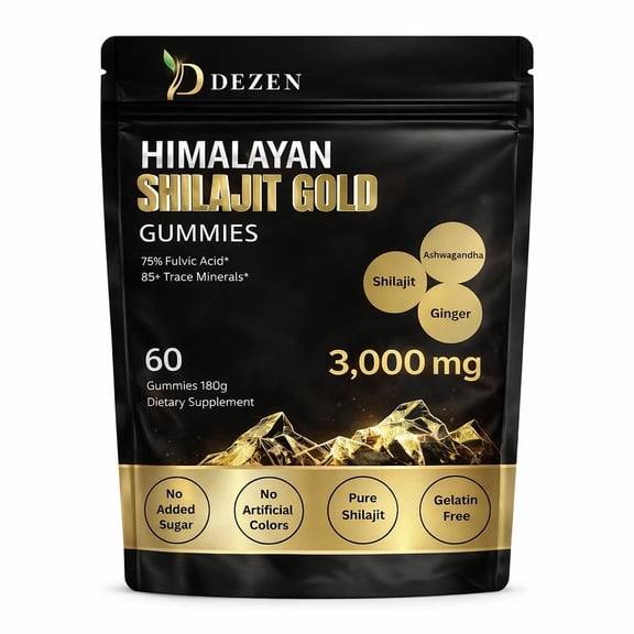 Shilajit Gummies with Ashwagandha, Ginger, Turmeric for Energy & Overall Health Support, 60 Count