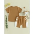 thumbnail image 5 of Musuos Toddler Boys Summer 2 Piece Outfits 12 18 24M 3 4T Plaid Patchwork Short Sleeve T-Shirt and Elastic Shorts, 5 of 10