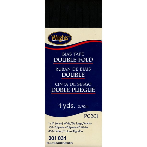 Wrights Double Fold Bias Tape 1/4"X4ydBlack