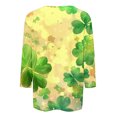 thumbnail image 4 of LIaqionyy St. Patricks Day Tops for Women Trendy Casual Round Neck 3/4 Sleeve Loose Pullover Shamrock T-Shirt, 4 of 5