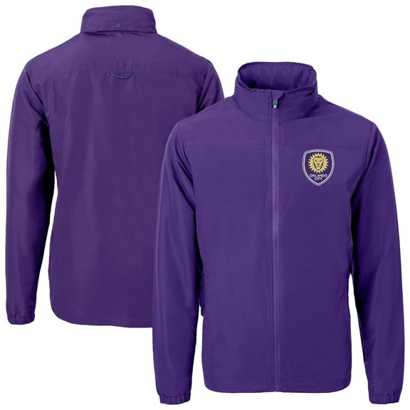 Men's-Cutter & Buck  Purple Orlando City SC Charter Eco Recycled Full-Zip Jacket