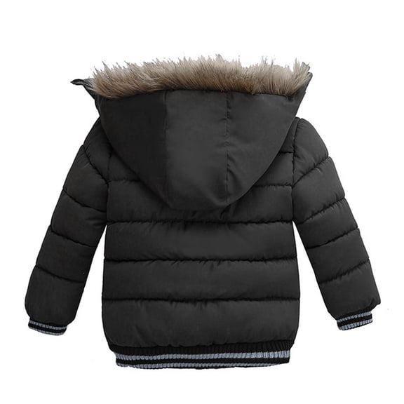 WOYY Toddler Boy's Puffer Jacket Trim Hood Parka Coat Solid Winter Outerwear