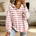 thumbnail image 2 of Raeneomay Women's Striped Hoodie - Drawstring Long Sleeve Pullover Top, 2 of 6