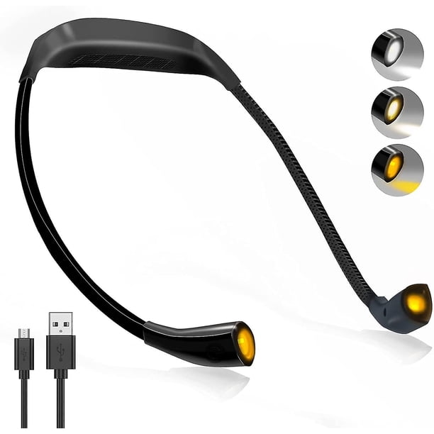 Lámpara De Lectura De Libros Para El Cuello, 3 Colores Y Atenuación Continua, Lámpara De Libro Led Flexible Recargable De 80 Horas De Duración, Brazos Flexibles, Luz De Lectura De 1600k-6500