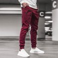 thumbnail image 4 of jsaierl Men's Solid Color Pencil Pants Casual Stretch Slim Fit Sweatpants Fashion Jogger Trousers with Multi Pockets, 4 of 5