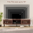 thumbnail image 6 of Hommpa TV Stand for 55 65 70 inch TV with 2 Slatted Doors, Mid Century Modern TV Console for Living Room Bedroom, Storage Cabinets Open Shelf Entertainment Center for Gaming Media Console, Walnut, 6 of 9