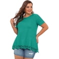 thumbnail image 4 of Cueply Plus Size Tops for Women Summer Casual Womens Short Sleeve Crew Neck Lace Shirts Tunic Blouses, 4 of 6