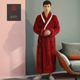 thumbnail image 6 of Robe Flannel Unisex Hotel Men Women Cotton Bath Robe Plus Size Towel Kimono Spa Lightweight Bathrobe Dressing Gown Sleepwear Long Sleeve Loungewear with Pockets Red M, 6 of 8