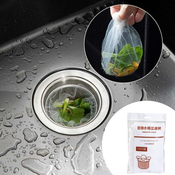 Tapón de filtro de fregadero para desagües de cocina y baño | Red de poliéster de malla fina | Prevención de obstrucciones | Se adapta a la mayoría de los enchufes de fregadero y alcantarillado