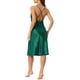 thumbnail image 3 of Noche de satén sin mangas para mujer Inspire Chic, sin espalda, con abertura, vestido midi de seda XS verde, 3 of 6