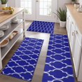 thumbnail image 2 of Blue Geometric Quatrefoil Pattern Kitchen Rugs Sets Of 3,Kitchen Runner Rugs Non Skid Washable,Decorative Kitchen Floor Mats for Kitchen,Sink,Laundry,17"x30"+ 17"x47" + 17"x59", 2 of 6