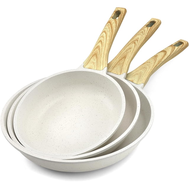 Poêle à Frire Antiadhésive - Poêles Antiadhésives en Granit Poêle à Omelette avec Poignée Résistante à la Chaleur Compatible avec Toutes les Cuisinières PFOA