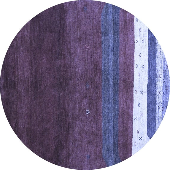 Ahgly Company Machine Washable Indoor Round Abstract Blue Contemporary Area Rugs, 7' Round